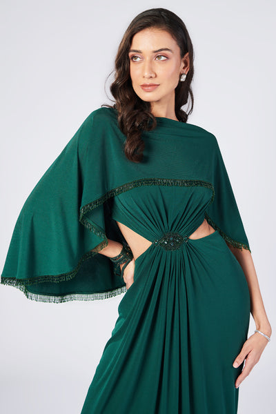 Shantanu & Nikhil Emerald Cape Gown indian designer wear online shopping melange singapore