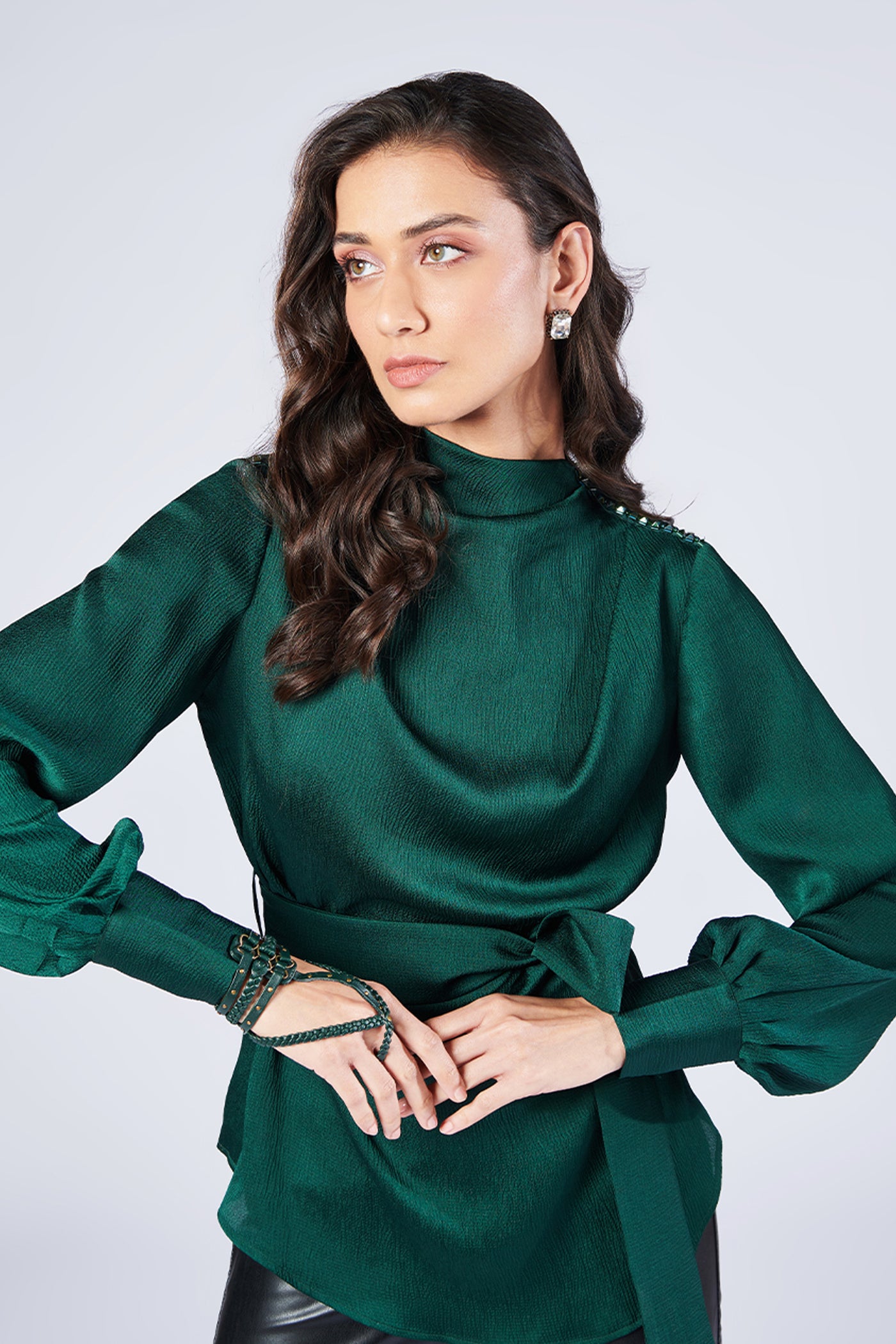 Shantanu & Nikhil Emerald Evening Top  indian designer wear online shopping melange singapore