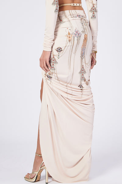 Shantanu & Nikhil Printed Twisted Drape Skirt indian designer wear online shopping melange singapore
