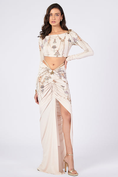 Shantanu & Nikhil Printed Twisted Drape Skirt indian designer wear online shopping melange singapore