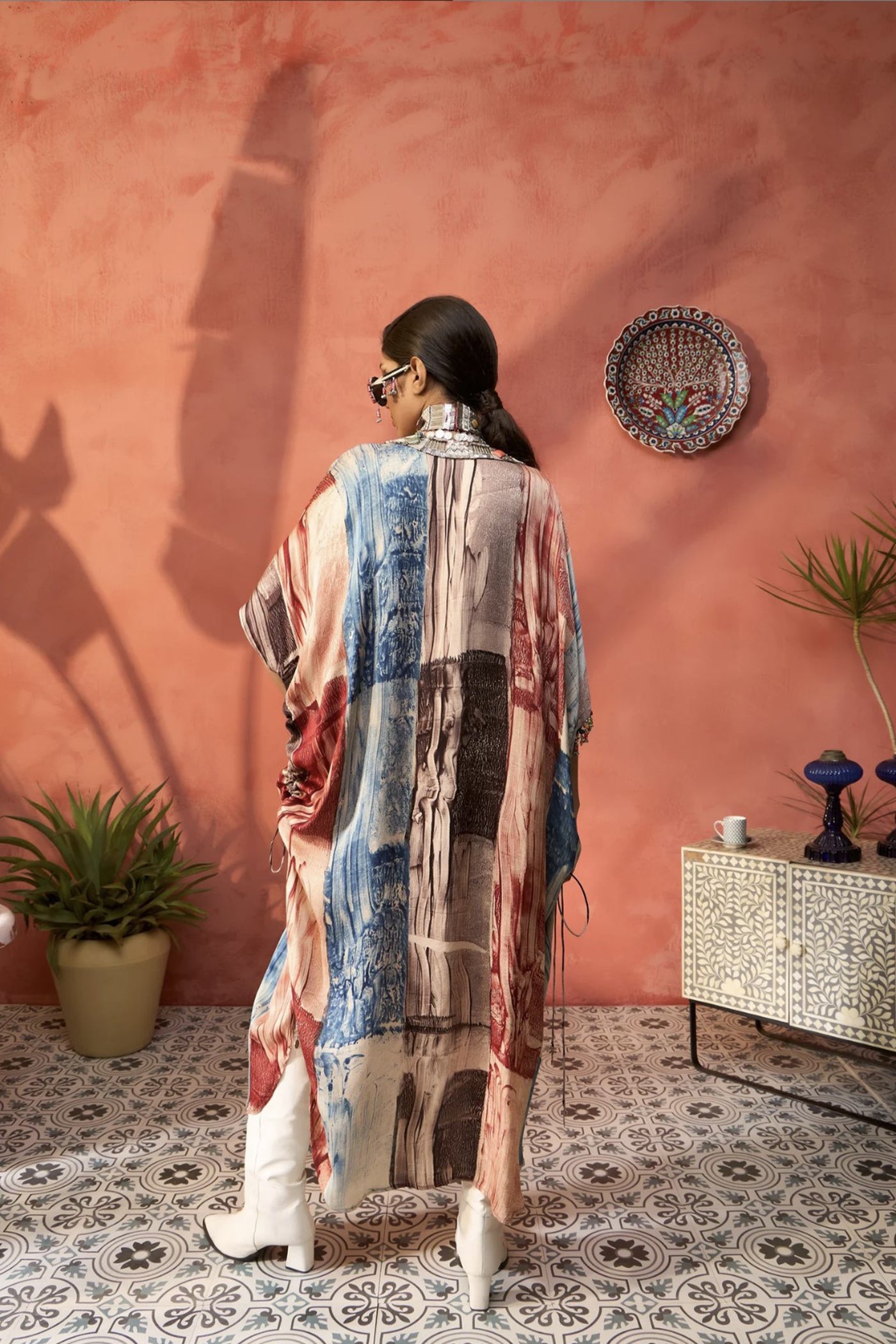 Simar Dugal Ajrakh Kaftan indian designer wear online shopping melange singapore