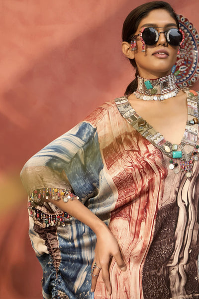 Simar Dugal Ajrakh Kaftan indian designer wear online shopping melange singapore