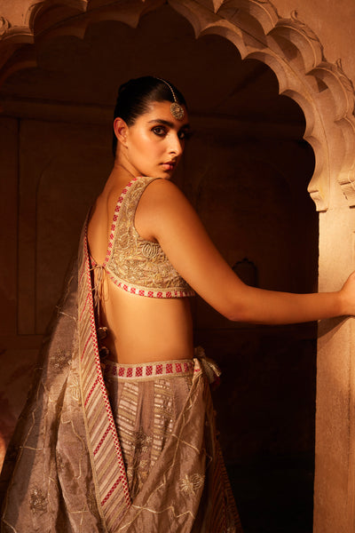 Simar Dugal Anaar Gota Lehenga Bronze indian designer wear online shopping melange singapore