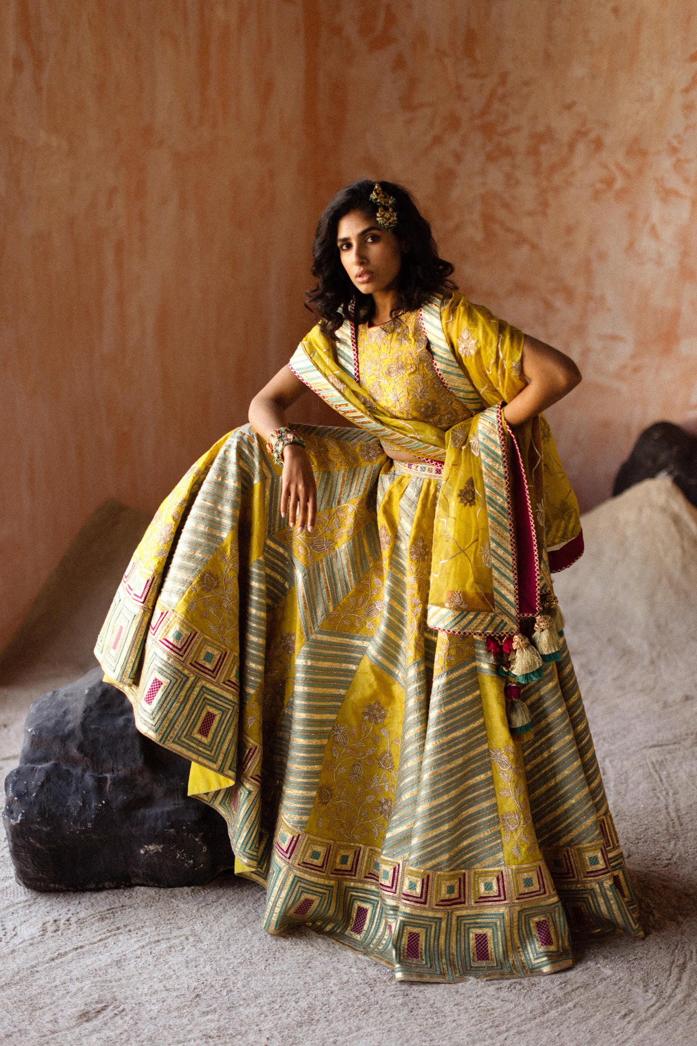 Simar Dugal Anaar Gota Lehenga indian designer wear online shopping melange singapore