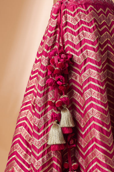 Simar Dugal Ek Taar Lehenga Fuschia Pink indian designer wear online shopping melange singapore