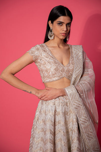Simar Dugal Ek Taar Lehenga Ivory indian designer wear online shopping melange singapore