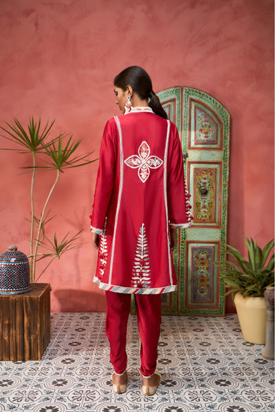 Simar Dugal Ikat Applique A-line Kurta with Dhoti Pants indian designer wear online shopping melange singapore