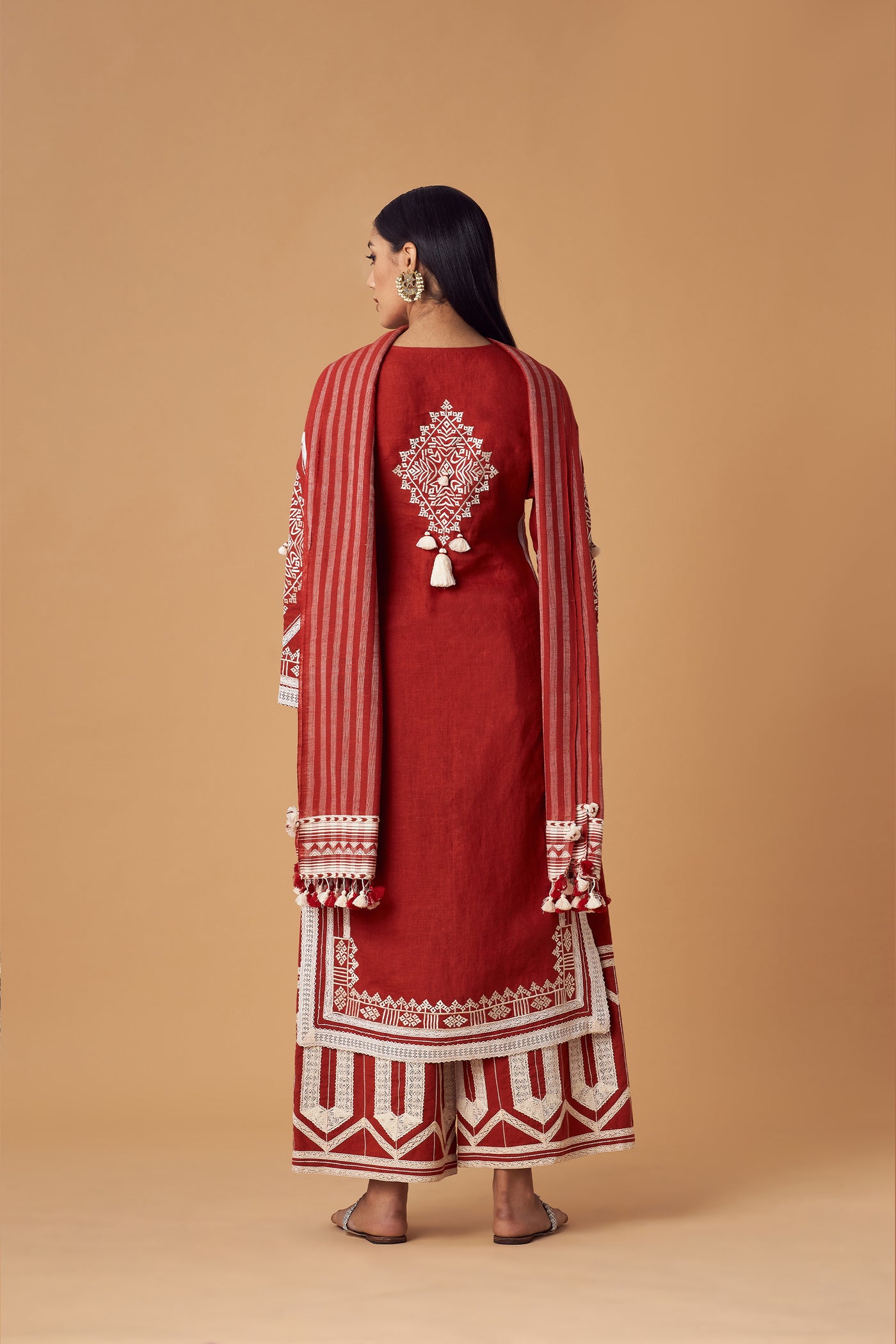 Simar Dugal Jessica Long Kurta With Pants Red indian designer wear online shopping melange singapore