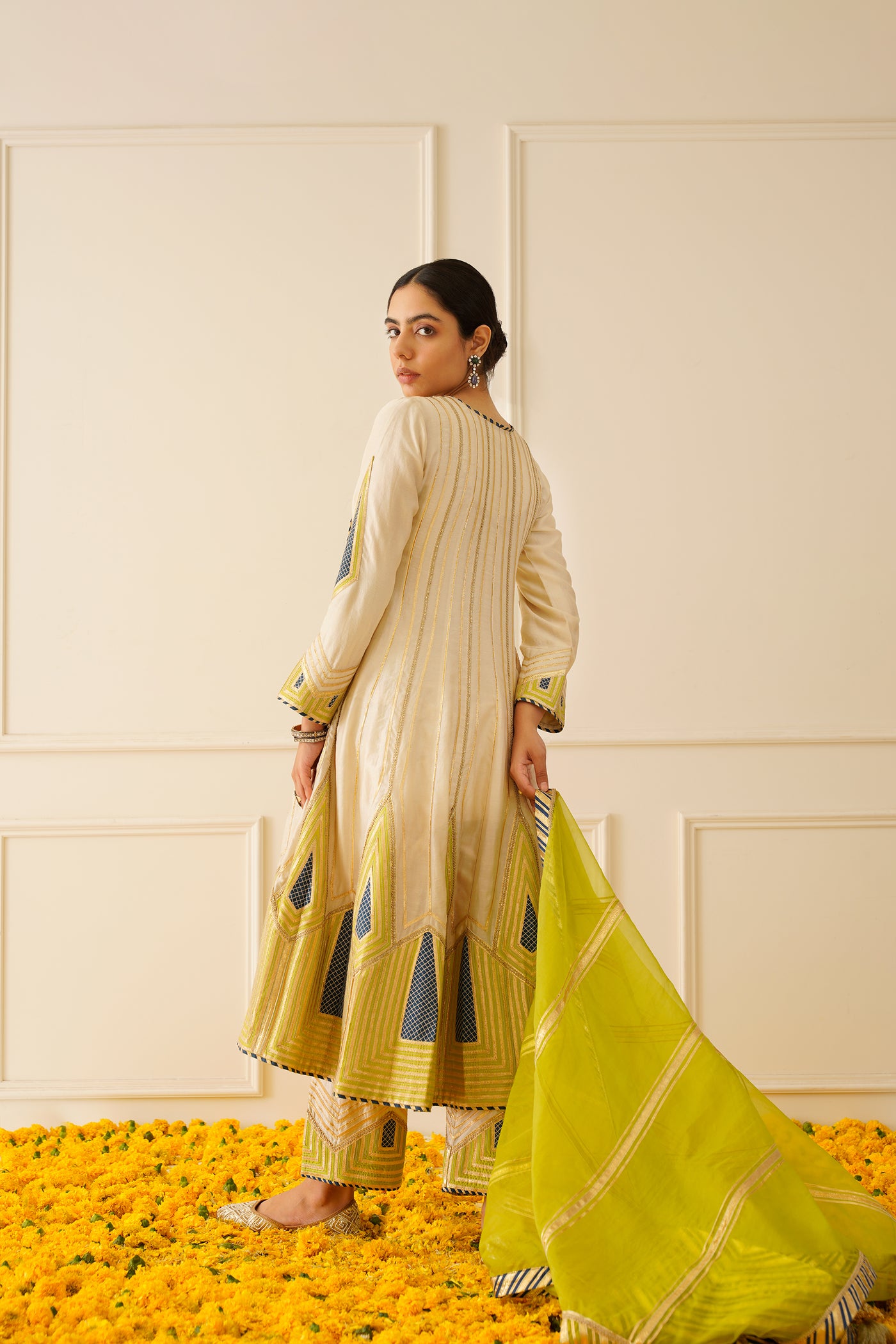 Simar Dugal Colourblock Anarkali With Wide Pants indian designer wear online shopping melange singapore