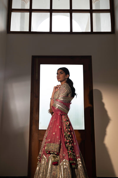 Simar Dugal Nayana Lehenga Pink indian designer wear online shopping melange singapore