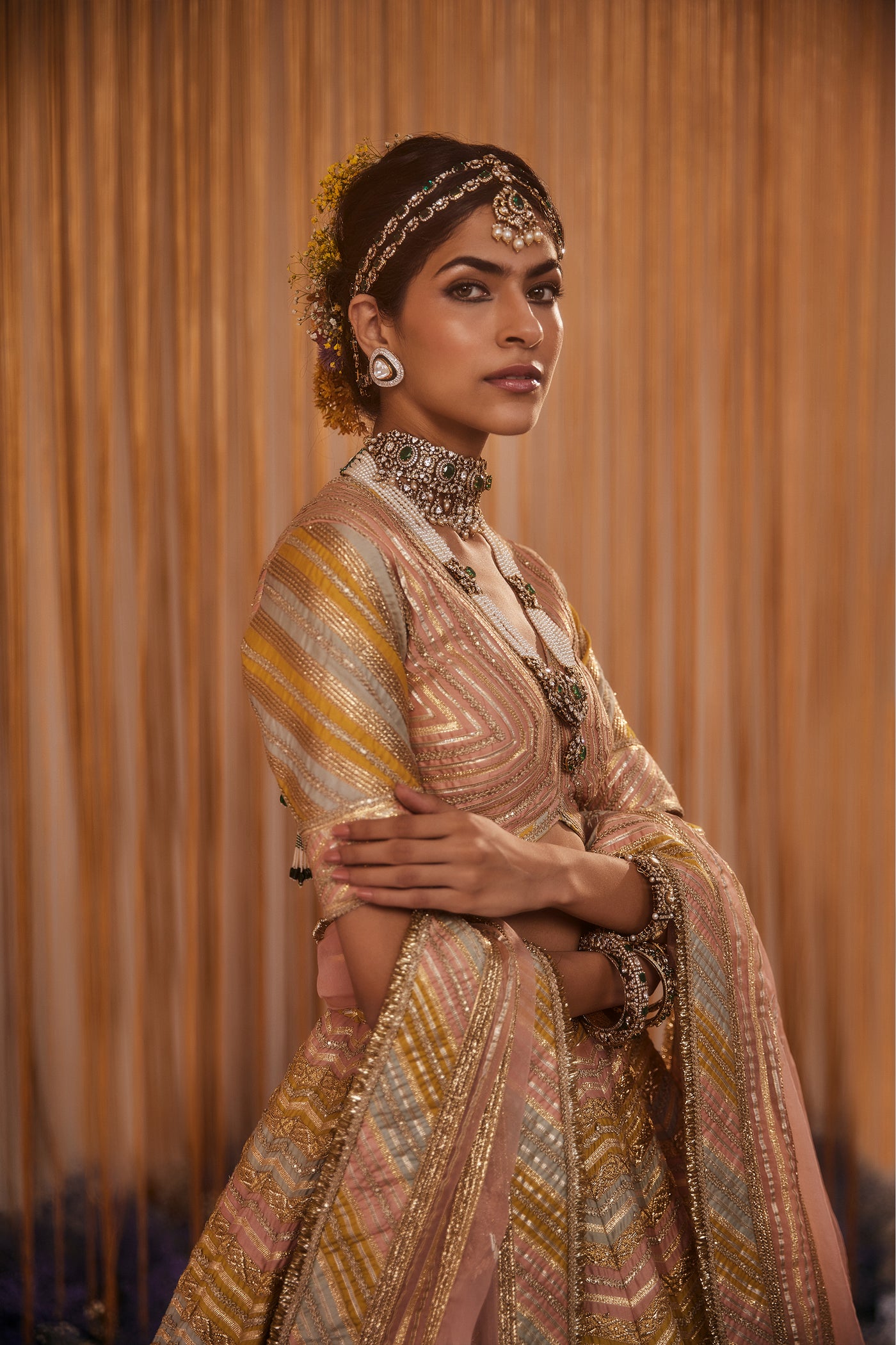 Simar Dugal Sitara Gota Lehenga indian designer wear online shopping melange singapore