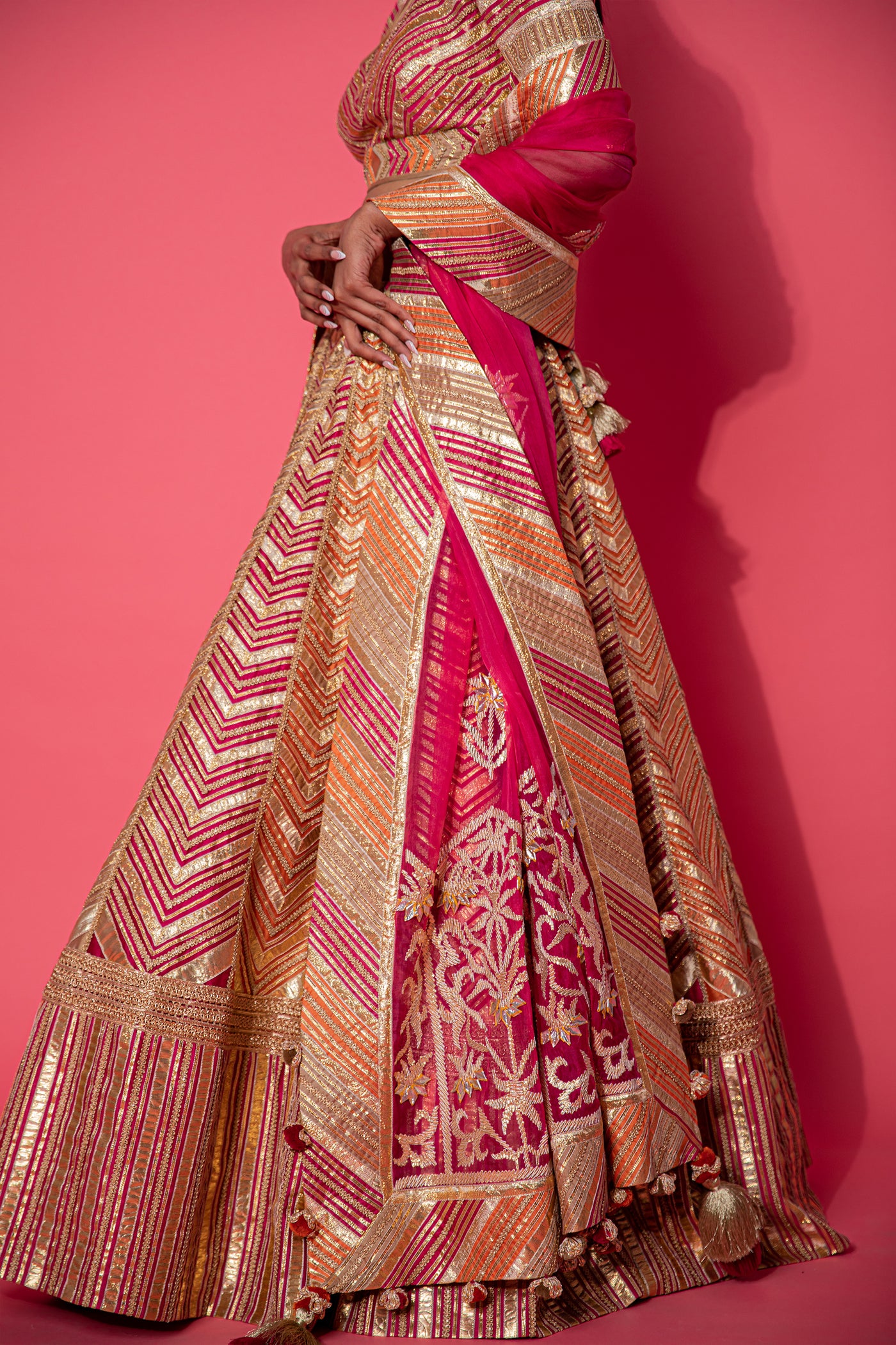 Simar Dugal Sitara Gota Lehenga Peach indian designer wear online shopping melange singapore