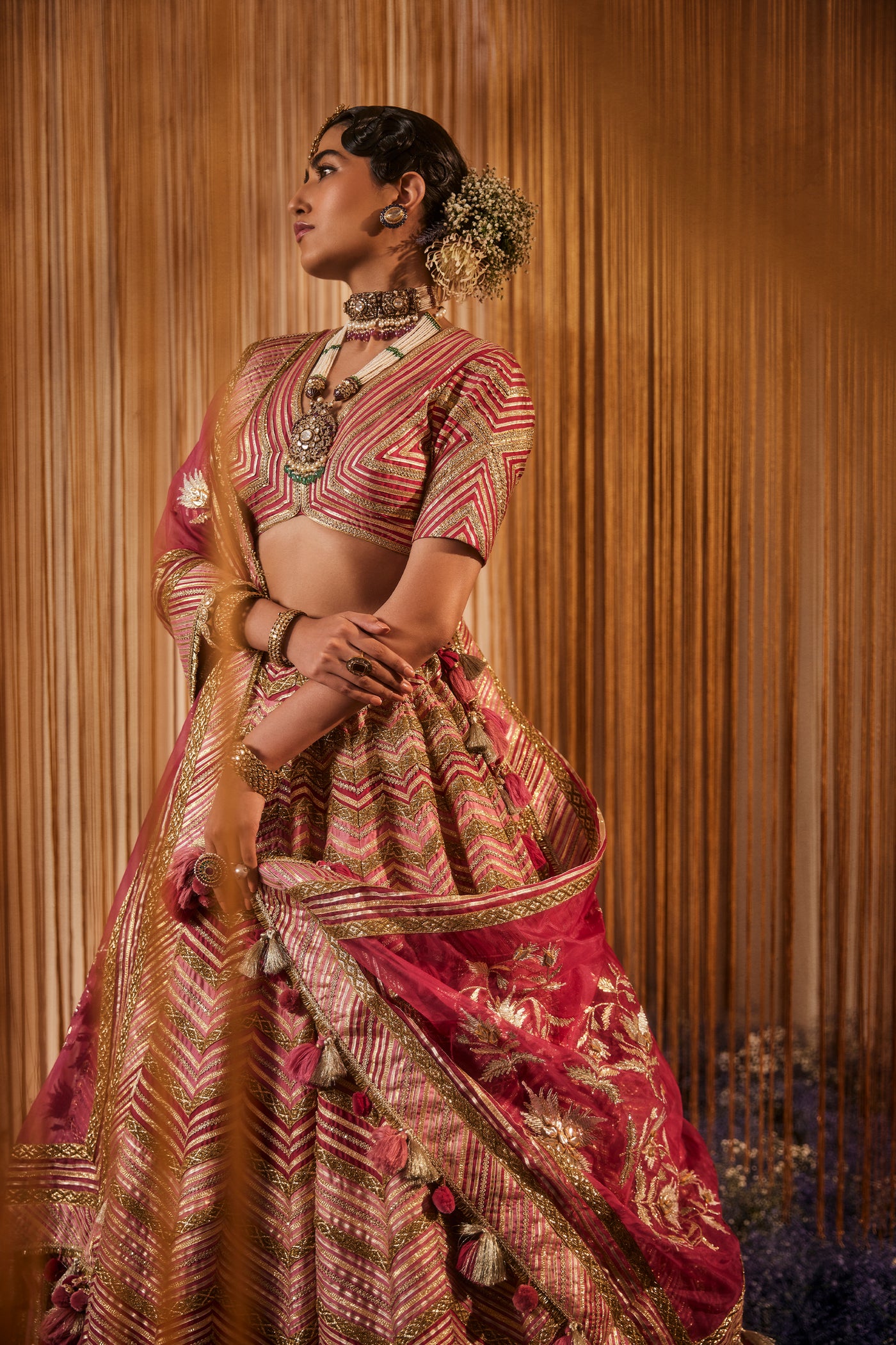 Simar Dugal Sitara Gota Lehenga Shades of Pink indian designer wear online shopping melange singapore