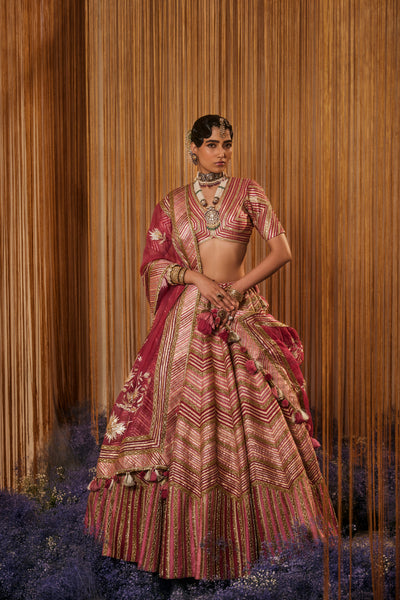 Simar Dugal Sitara Gota Lehenga Shades of Pink indian designer wear online shopping melange singapore