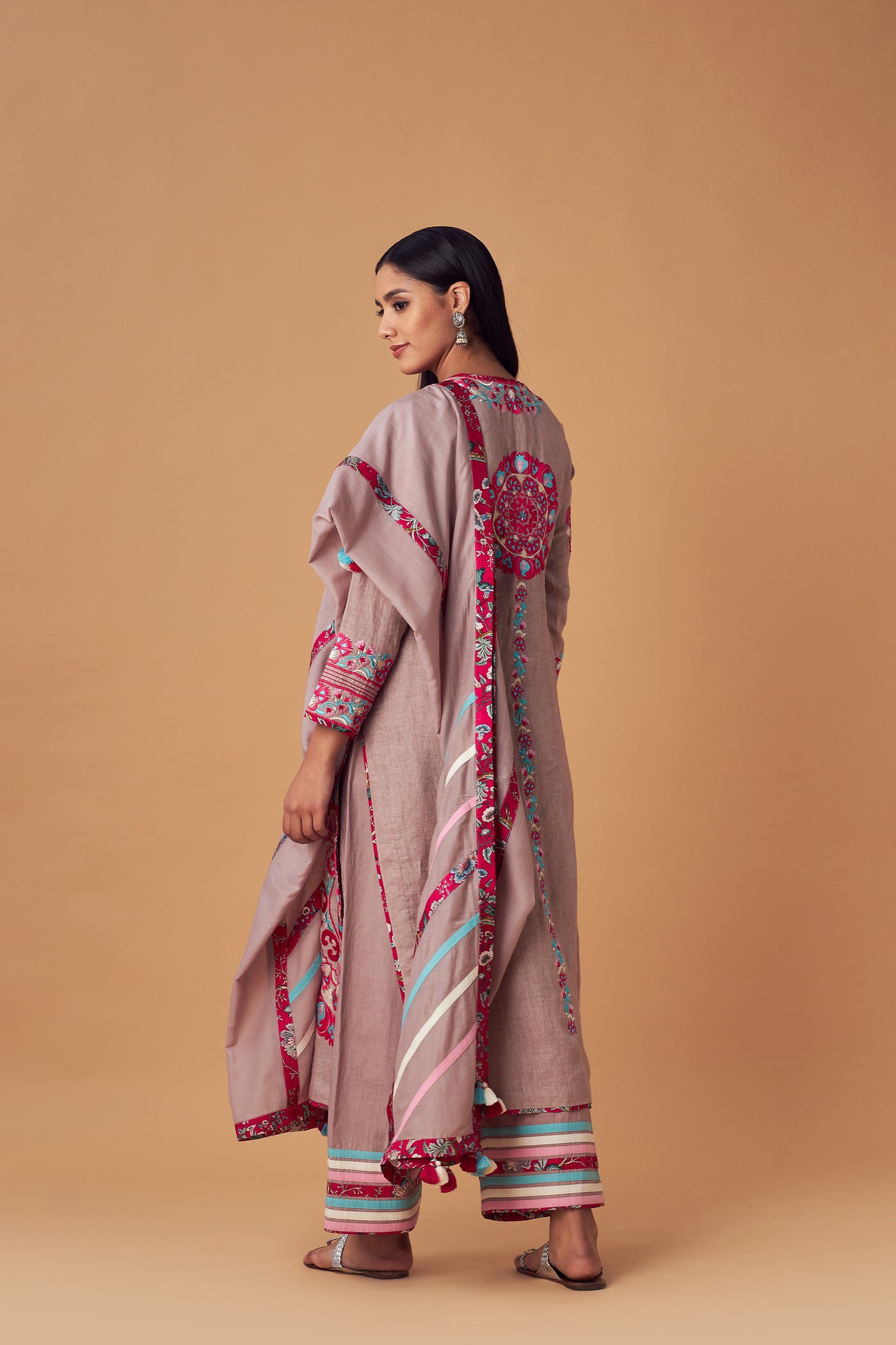 Simar Dugal Suzzane Long Kurta With Pants Grey indian designer wear online shopping melange singapore