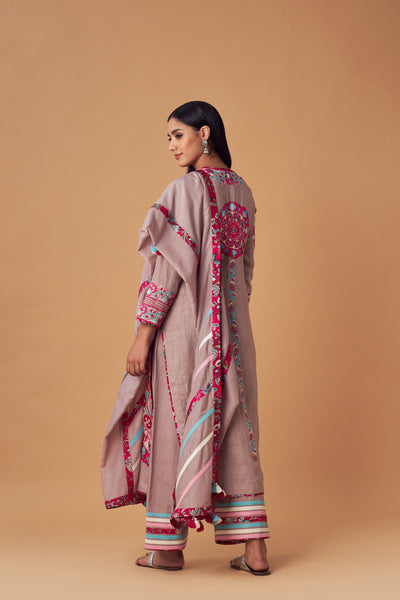 Simar Dugal Suzzane Long Kurta With Pants Grey indian designer wear online shopping melange singapore