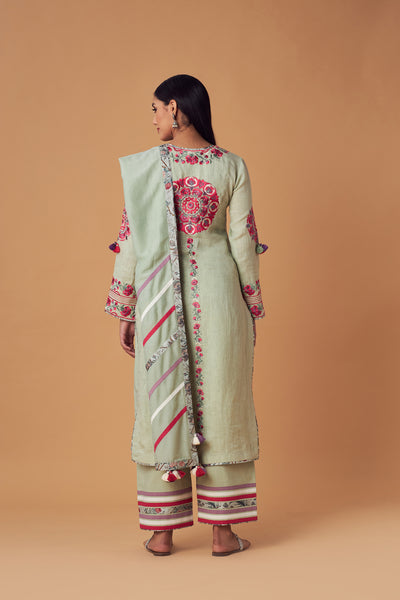Simar Dugal Suzzane Long Kurta With Pants Sea Green indian designer wear online shopping melange singapore