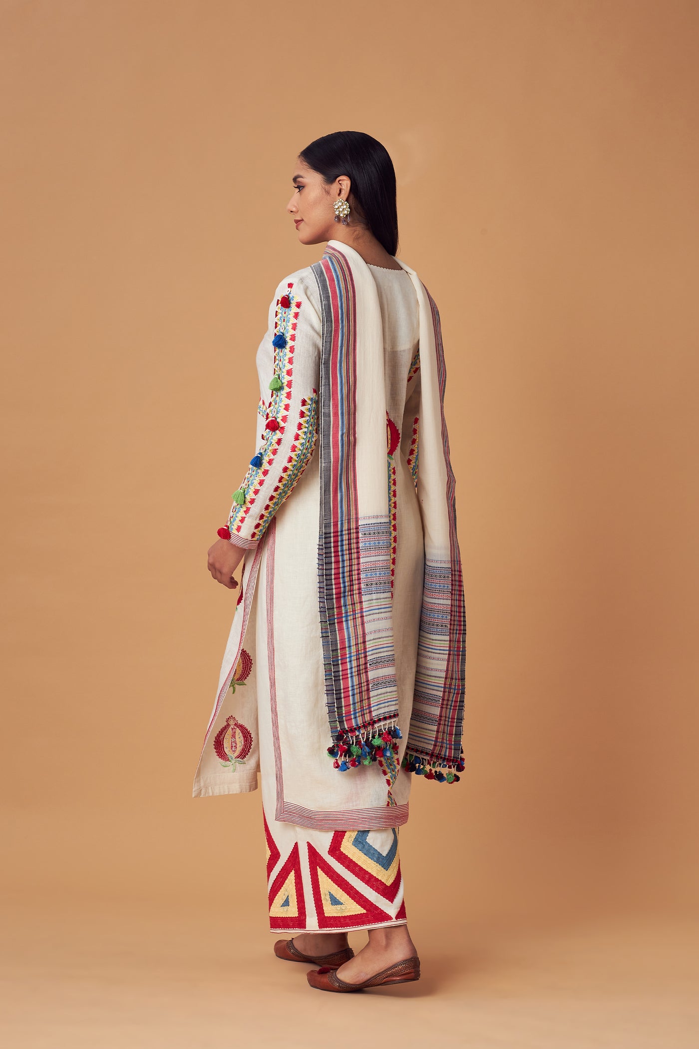 Simar Dugal Turkish Long Kurta With Pants Ivory indian designer wear online shopping melange singapore