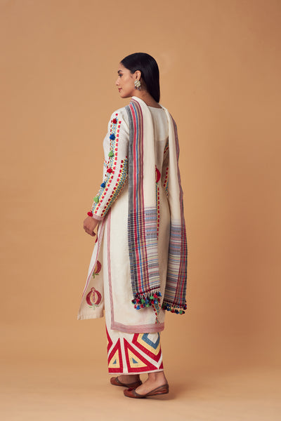 Simar Dugal Turkish Long Kurta With Pants Ivory indian designer wear online shopping melange singapore