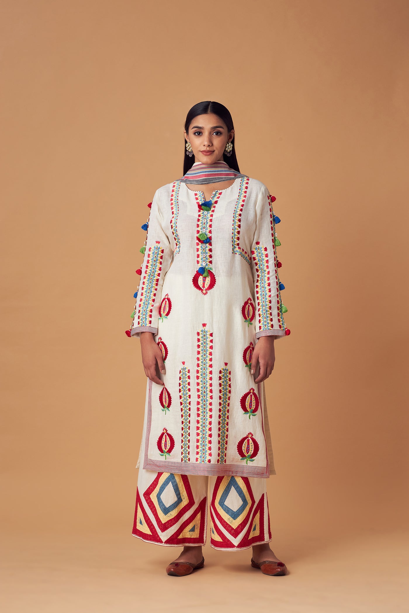 Simar Dugal Turkish Long Kurta With Pants Ivory indian designer wear online shopping melange singapore