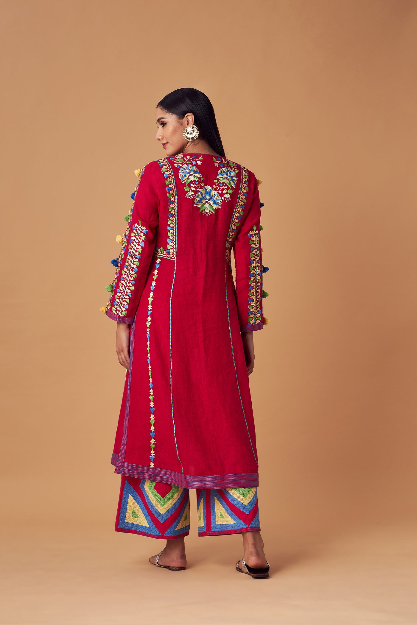Simar Dugal Turkish Long Kurta with Pants Reddish Pink indian designer wear online shopping melange singapore