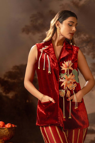 Sougat Paul Aarani Embroidered Blazer Set indian designer wear online shopping melange singapore