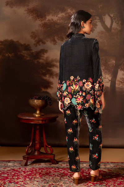 Sougat Paul Aarani Embroidered Co-ord Set Black indian designer wear online shopping melange singapore
