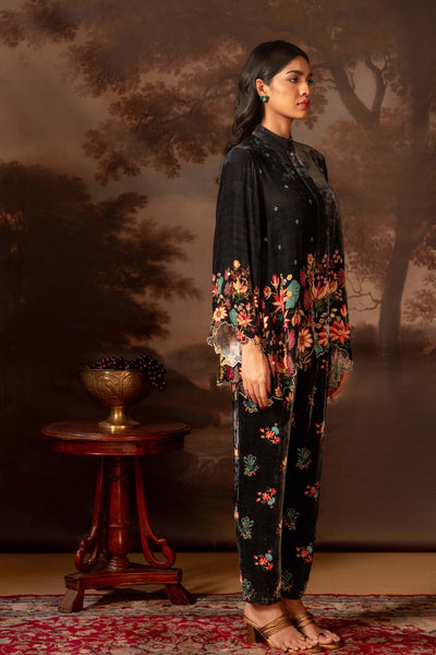 Sougat Paul Aarani Embroidered Co-ord Set Black indian designer wear online shopping melange singapore
