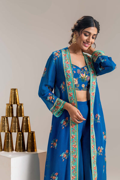 Sougat Paul Aarani Embroidered Co-ord Set With Jacket indian designer wear online shopping melange singapore