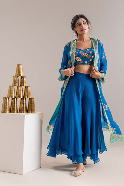 Sougat Paul Aarani Embroidered Co-ord Set With Jacket indian designer wear online shopping melange singapore