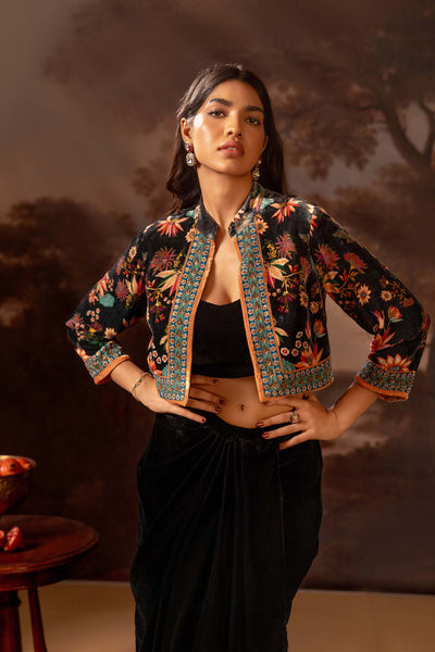Sougat Paul Aarani Embroidered Drape Skirt Set indian designer wear online shopping melange singapore