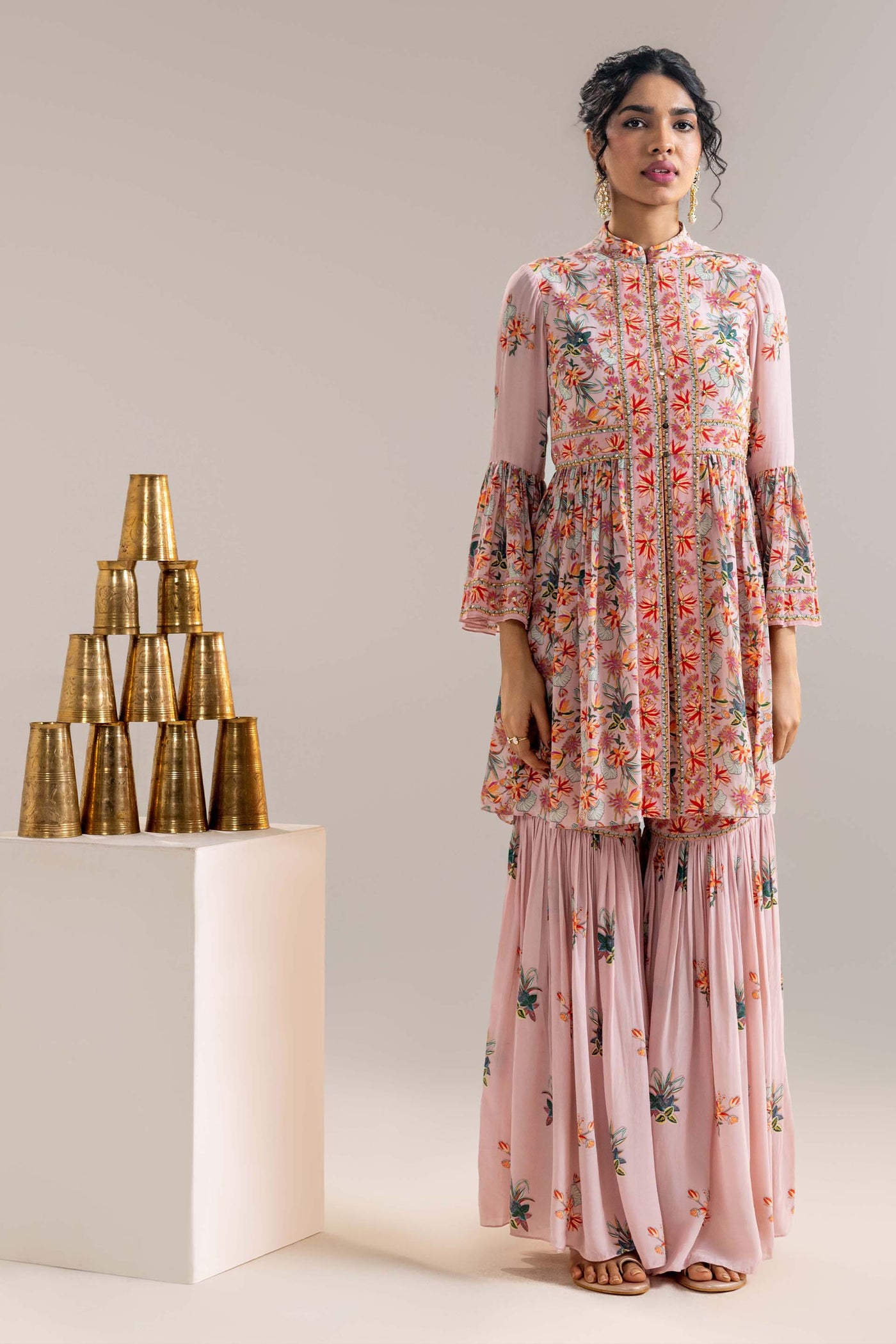 Sougat Paul Aarani Embroidered Sharara Set indian designer wear online shopping melange singapore