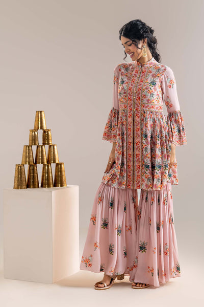 Sougat Paul Aarani Embroidered Sharara Set indian designer wear online shopping melange singapore