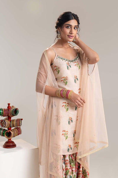 Sougat Paul Aarani Embroidered Sharara Set With A Cape indian designer wear online shopping melange singapore
