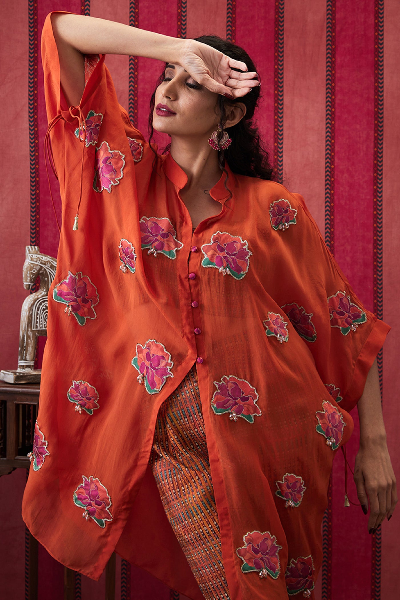 Sougat Paul Adah Embellished Co-ord Set With Kimono Shirt indian designer wear online shopping melange singapore