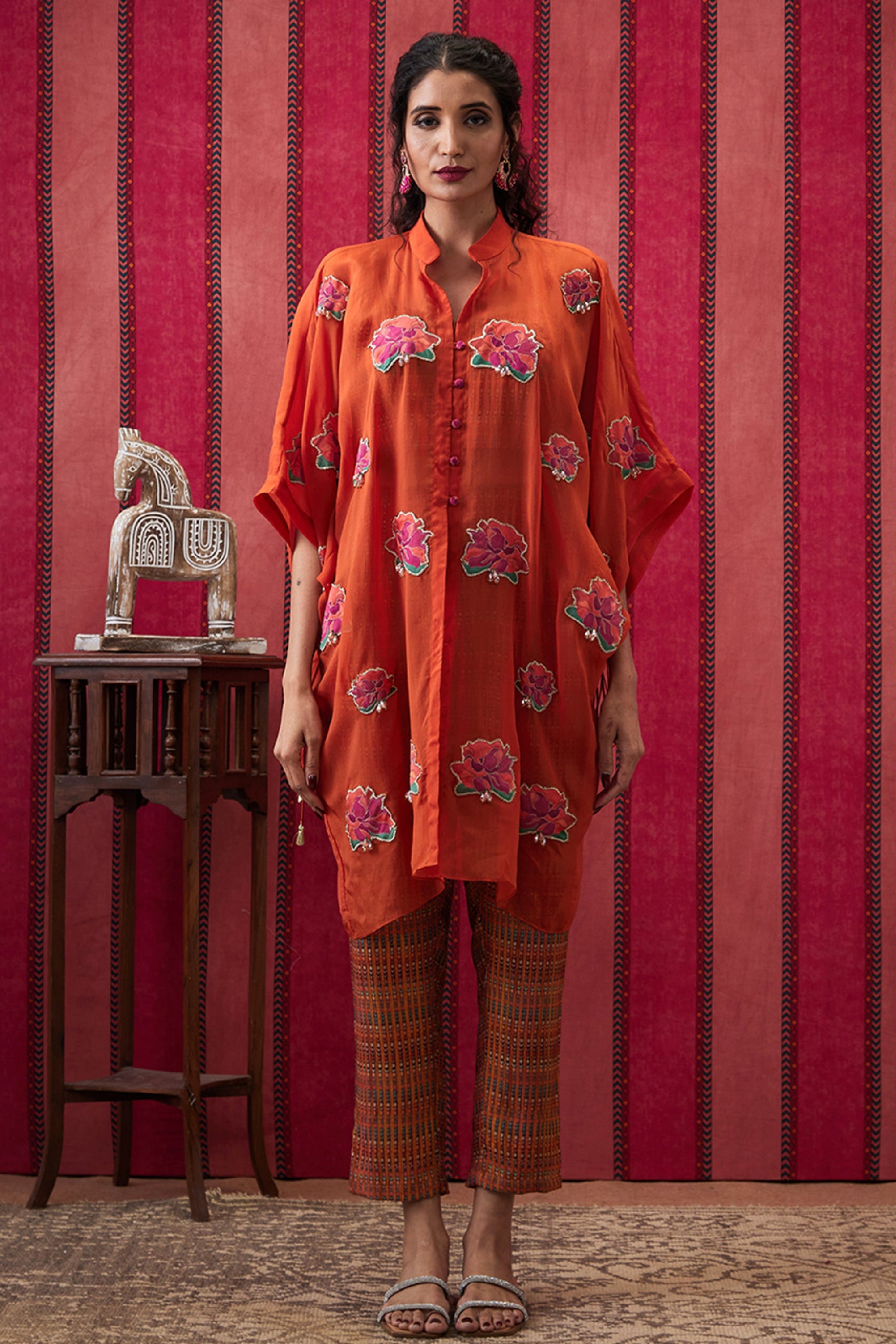 Sougat Paul Adah Embellished Co-ord Set With Kimono Shirt indian designer wear online shopping melange singapore