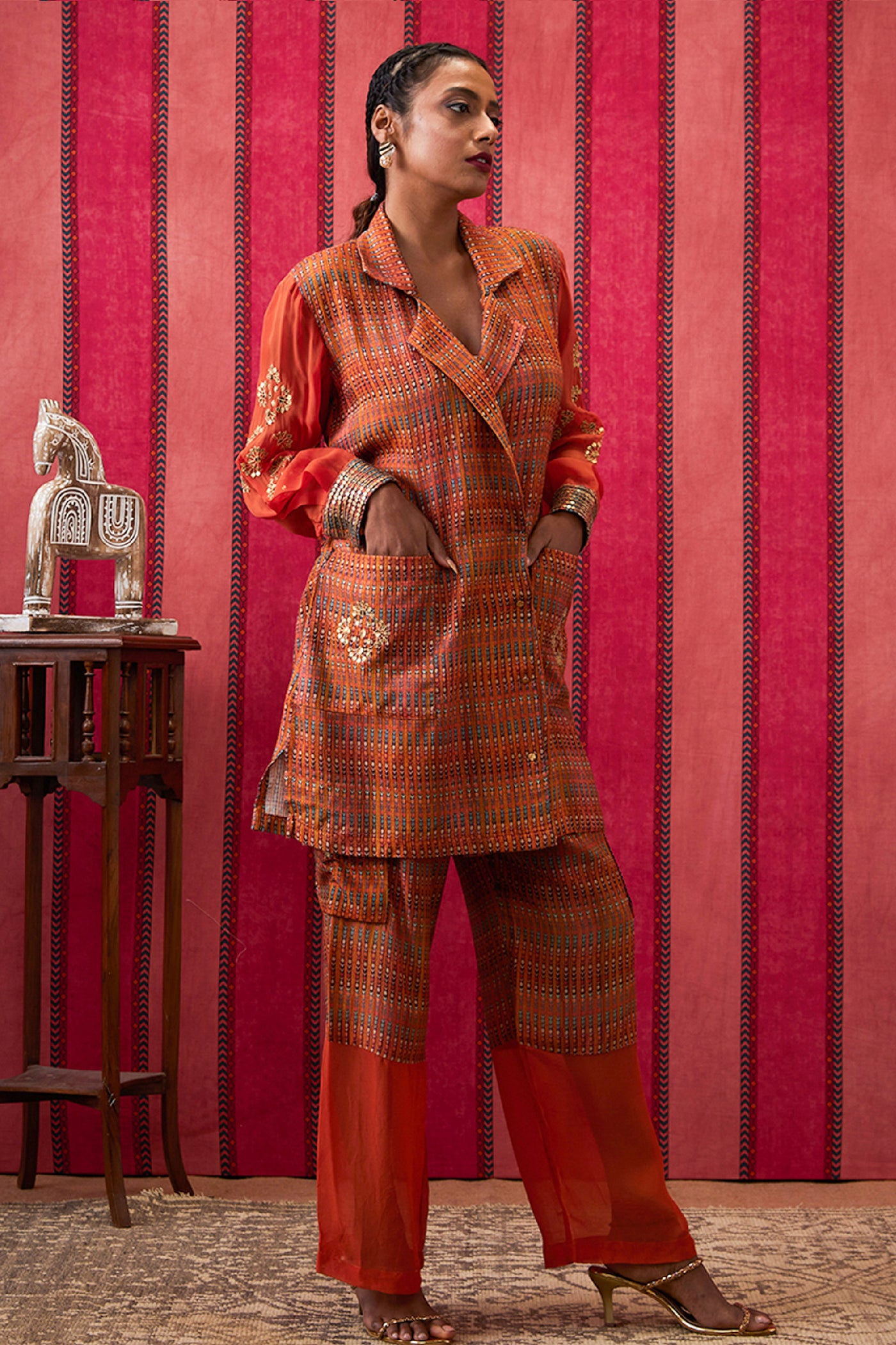Sougat Paul Adah Embroidered Co-ord Set indian designer wear online shopping melange singapore