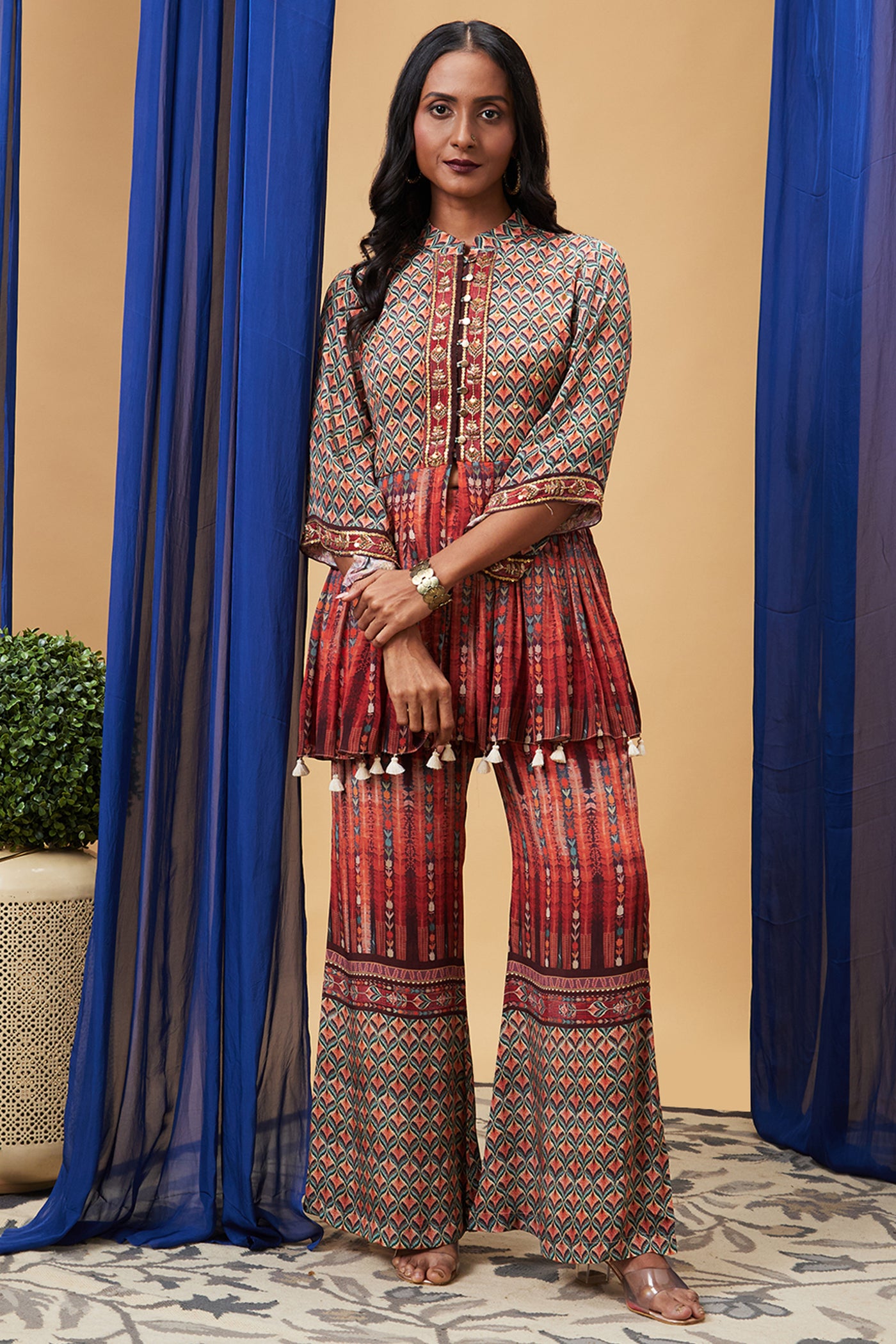 Sougat Paul Adah Embroidered Kurta Set indian designer wear online shopping melange singapore
