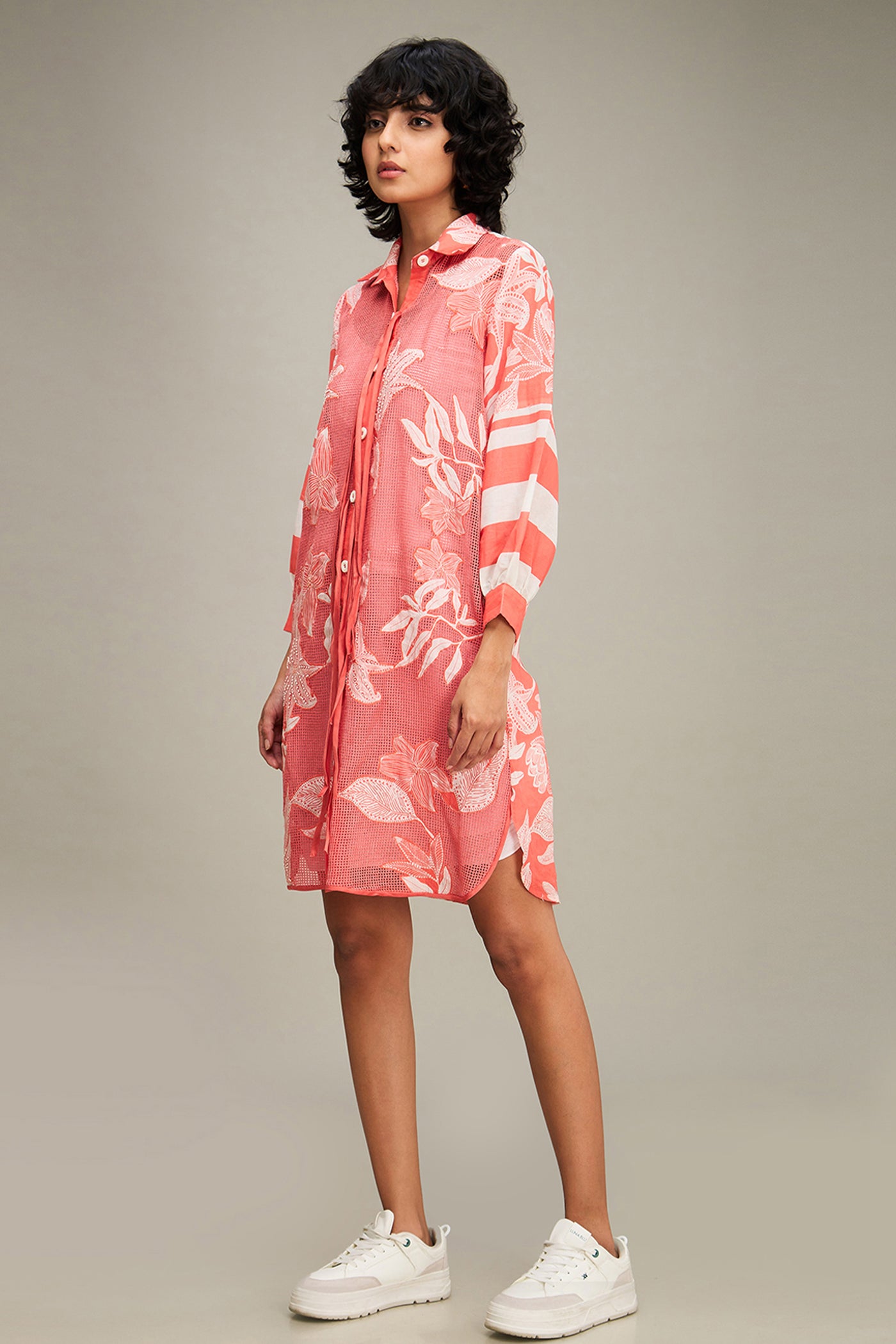 Sougat Paul Ahyana Applique Shirt Dress Pink indian designer wear online shopping melange singapore
