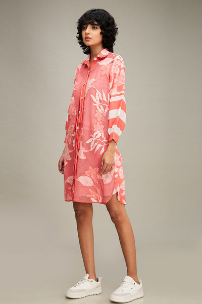 Sougat Paul Ahyana Applique Shirt Dress Pink indian designer wear online shopping melange singapore
