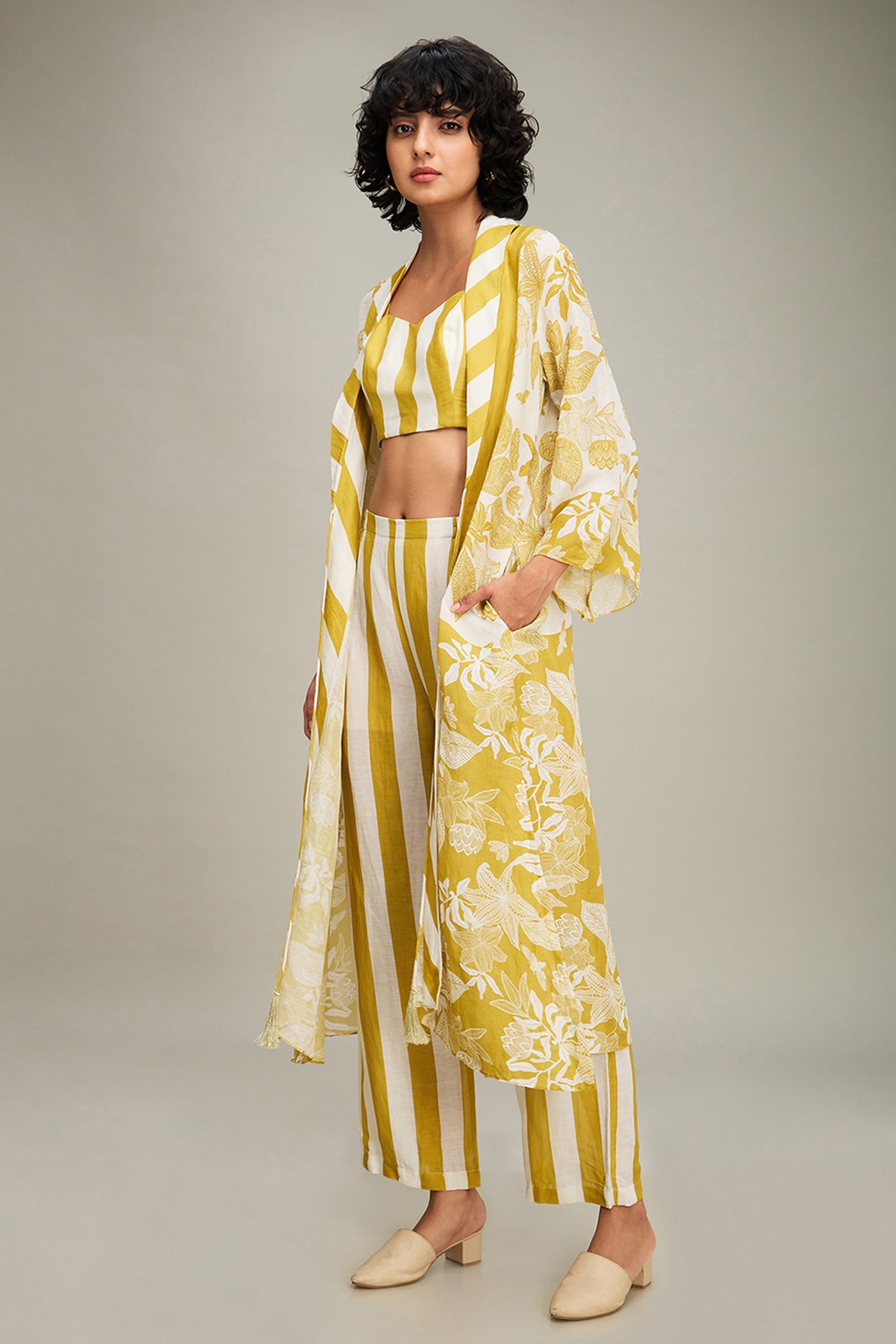 Sougat Paul Ahyana Printed Co Ord Set With Jacket indian designer wear online shopping melange singapore