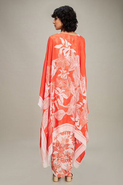 Sougat Paul Ahyana Printed Drape Dress With Cape indian designer wear online shopping melange singapore