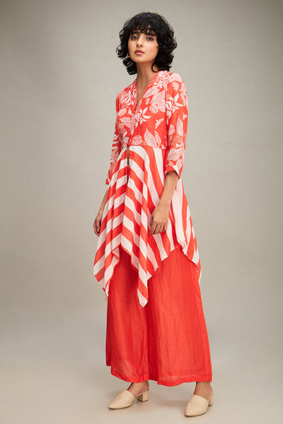 Sougat Paul Ahyana Printed Handkerchief Top With Pants indian designer wear online shopping melange singapore