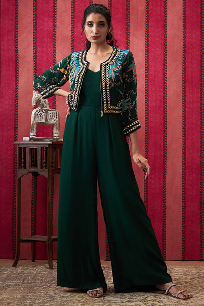 Sougat Paul Aisha Jumpsuit With Embroidered Jacket indian designer wear online shopping melange singapore