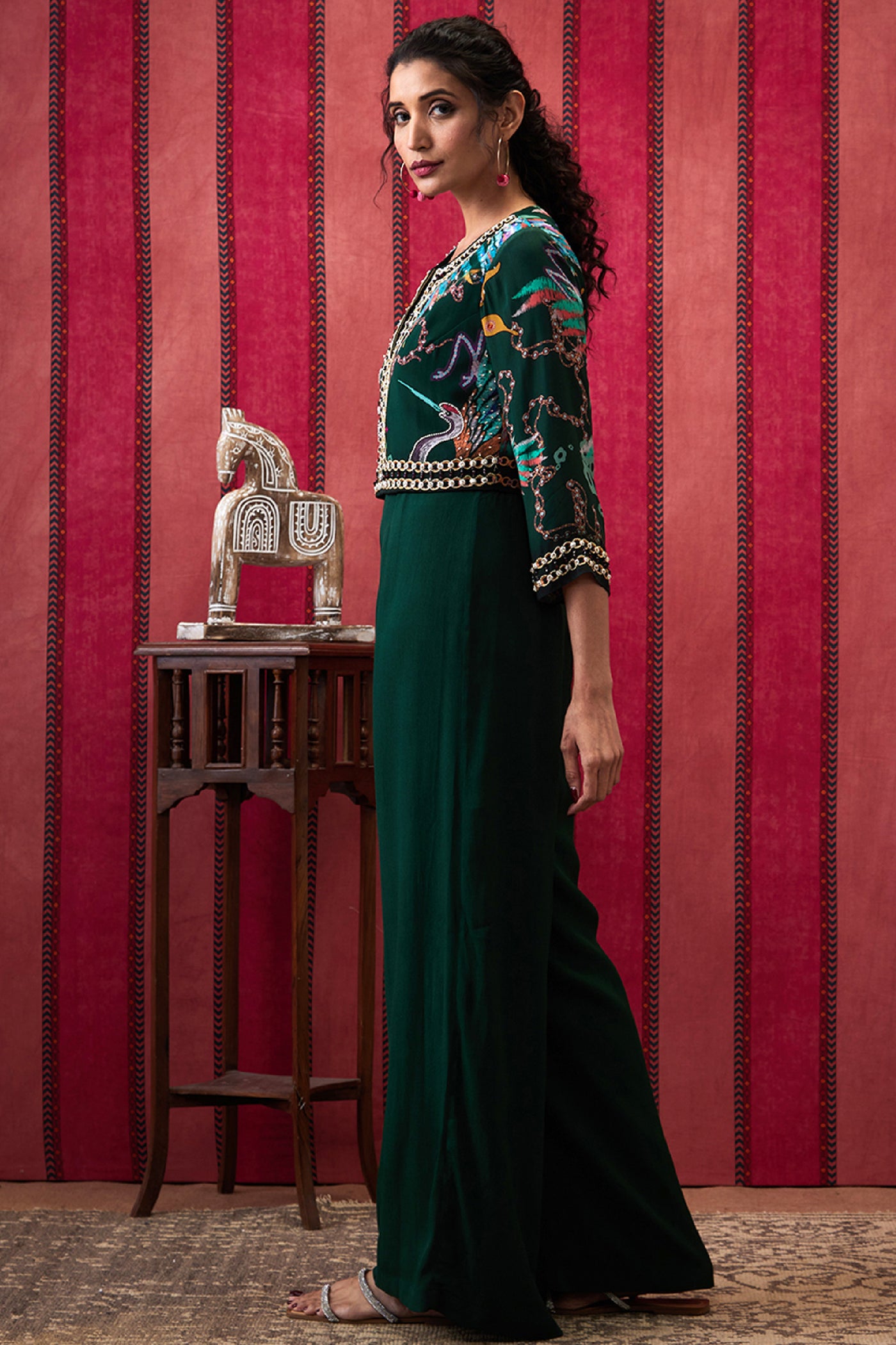 Sougat Paul Aisha Jumpsuit With Embroidered Jacket indian designer wear online shopping melange singapore