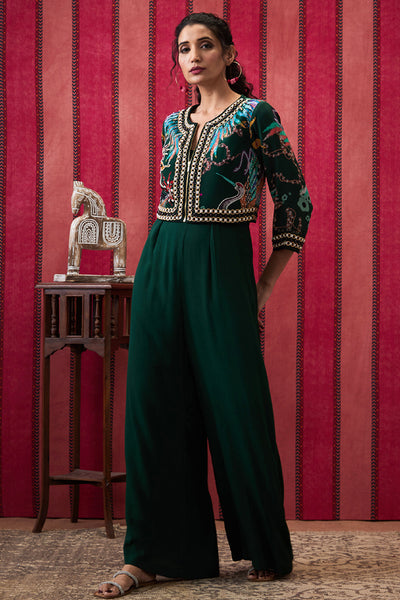 Sougat Paul Aisha Jumpsuit With Embroidered Jacket indian designer wear online shopping melange singapore