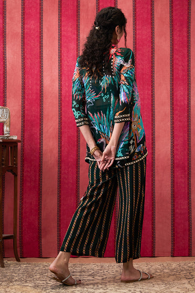 Sougat Paul Aisha Printed Co-ord Set With Organza Top indian designer wear online shopping melange singapore