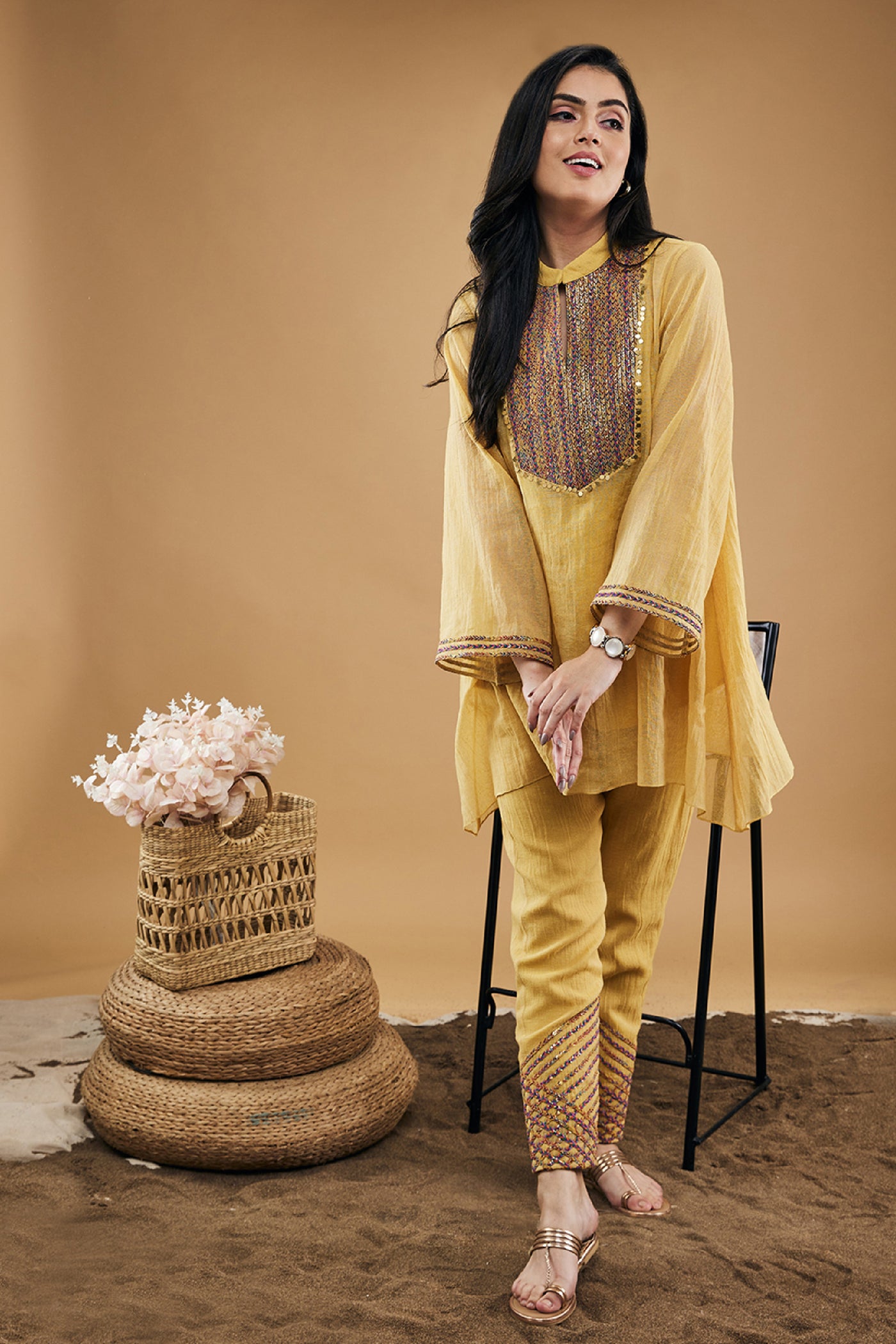 Sougat Paul Azra Embellished Kurta Set indian designer wear online shopping melange singapore