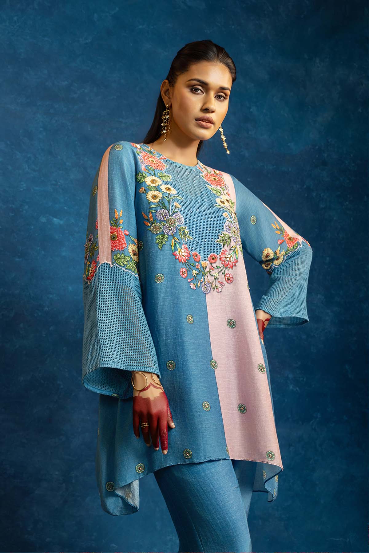 Sougat Paul Baghira Appiqued Kurta Set indian designer wear online shopping melange singapore 