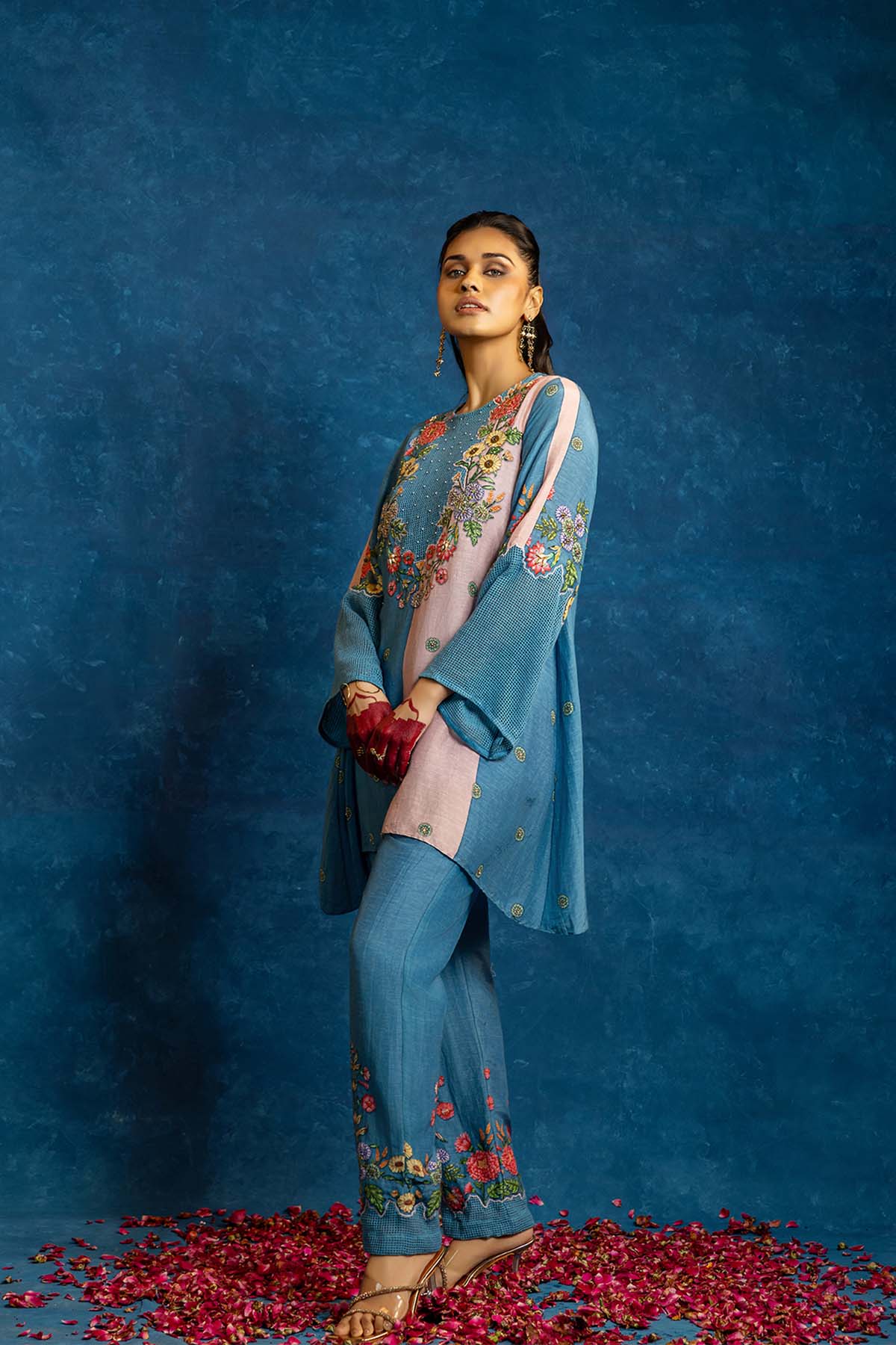 Sougat Paul Baghira Appiqued Kurta Set indian designer wear online shopping melange singapore 